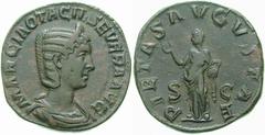RÖMISCHE MÜNZEN (ROMAN COINS) -Kaiserliche Prägungen -Kaiserliche Prägungen 961. Philippus I. Arabs für Otacilia Severa.. Sesterz 248/249. Büste / Pudicitia mit Weihrauchkästchen. RIC 208b; C. 47. 16.