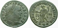 RÖMISCHE MÜNZEN (ROMAN COINS) -Kaiserliche Prägungen -Kaiserliche Prägungen 1076. Maximianus I. Herculius für Constantius I. Chlorus.. Follis 304/305, Aquileia. Kopf / Moneta mit Waage und Füllhorn. R