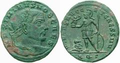 RÖMISCHE MÜNZEN (ROMAN COINS) -Kaiserliche Prägungen -Kaiserliche Prägungen 1082. Maximianus II. Galerius für Maximinus II. Daia.. Follis 305/306, Aquileia. Kopf / Mars mit Victoria-Statuette, Schild 