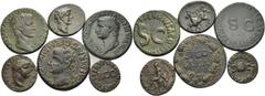 Römische Kaiser Augustus As 7 v. Chr., Rom, Mzm. P. Lurius Agrippa. Tiberius. Bronze 14/37, Termessos Minor in Lykien. Caligula. Quadrans 39/40, Rom; Bronze 37/41, Segobriga in Hispanien. Nero. Semis 