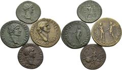 Römische Kaiser Traianus As 98/99, Rom; Dupondius 114/117, Rom; Bronzen 98/100, Ankyra in Galatien, Tios in Bithynien. 4 Stück Sehr schön