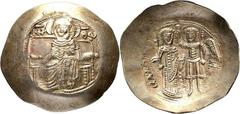 BYZANZ Isaak II. Angelos, 1185-1195. Aspron Trachy, Konstantinopel. Maria auf Thron / Kaiser und Erzengel Michael. DOC 2a Sear 2002 4.09 g.; Sehr schön