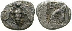 GRIECHISCHE MÜNZEN (GREEK COINS) -Ionien -Ephesos 361. Tetartemorion um 480 v. Chr. Biene / Adlerkopf in Quadratum incusum. SNG Cop. 211. 0.21 g. Selten Sehr schön Ex Auktion Aufhäuser 4, 1987, 100. S