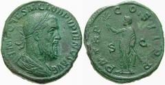 RÖMISCHE MÜNZEN (ROMAN COINS) -Kaiserliche Prägungen -Kaiserliche Prägungen 1043. Pupienus, 238.. Sesterz. Büste / Kaiser in Toga mit Zweig und Parazonium. RIC 15; C. 30. 19.67 g. Grüne Patina Sehr sc