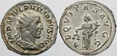 RÖMISCHE MÜNZEN (ROMAN COINS) -Kaiserliche Prägungen -Kaiserliche Prägungen 1047. Philippus I. Arabs, 244 - 249.. Antoninian 245/247. Büste / Aequitas mit Waage und Füllhorn. RIC 27b; C. -. 4.21 g. Vo