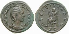 RÖMISCHE MÜNZEN (ROMAN COINS) -Kaiserliche Prägungen -Kaiserliche Prägungen 1053. Philippus I. Arabs für Otacilia Severa.. Sesterz 245. Büste / Pudicitia mit Zepter auf Thron. RIC 209a; C. 55. 21.03 g