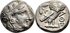 Attika Athen Tetradrachme 393/300 v. Chr. Kopf der Athena / Eule. Svoronos, Tf. 20, 27 17.15 g.; Feine Tönung Sehr schön