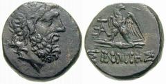 GRIECHISCHE MÜNZEN (GREEK COINS) -Paphlagonien -Sinope 212. Bronze 120/80 v. Chr. Kopf des Zeus / Adler auf Blitzbündel, im Feld Monogramm. Waddington et al., Rec. Gen., Tf. Suppl. O, 16. 9.58 g. Schw
