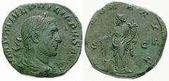 RÖMISCHE MÜNZEN (ROMAN COINS) -Kaiserliche Prägungen -Kaiserliche Prägungen 806. Philippus I. Arabs, 244 - 249.. Sesterz 245/247. Büste / Annona mit Füllhorn und Ähren, davor Modius. RIC 168a; C. 26. 