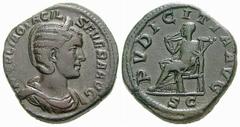 RÖMISCHE MÜNZEN (ROMAN COINS) -Kaiserliche Prägungen -Kaiserliche Prägungen 813. Philippus I. Arabs für Otacilia Severa.. Sesterz 245. Büste / Pudicitia mit Zepter auf Thron. RIC 209a; C. 55. 22.34 g.