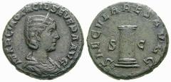 RÖMISCHE MÜNZEN (ROMAN COINS) -Kaiserliche Prägungen -Kaiserliche Prägungen 815. Philippus I. Arabs für Otacilia Severa.. As 248, auf die Tausendjahrfeier der Gründung Roms. Büste / Säule. RIC 202b; C