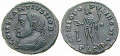 RÖMISCHE MÜNZEN (ROMAN COINS) -Kaiserliche Prägungen -Kaiserliche Prägungen 917. Maximianus I. Herculius für Constantius I. Chlorus.. Follis 303/305, Lyon. Büste / Genius mit Patera und Füllhorn. RIC 
