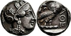 Attika Athen Tetradrachme 393/300 v. Chr. Kopf der Athena / Eule. Svoronos, Tf. 20, 1 17.11 g.; Dunkle Tönung Sehr schön