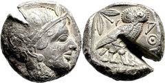 Attika Athen Tetradrachme 448/415 v. Chr. Kopf der Athena / Eule. Svoronos, 12, 15 Starr Gruppe V 16.62 g.; Feine Tönung Sehr schön Prüfhieb