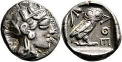 Attika Athen Drachme 448/415 v. Chr. Kopf der Athena / Eule. Svoronos, Tf. 15, 22 4.25 g.; Sehr schön