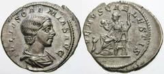 RÖMISCHE MÜNZEN (ROMAN COINS) -Kaiserliche Prägungen -Kaiserliche Prägungen 846. Elagabalus für Julia Soaemias.. Denar. Büste / Venus mit Apfel und Zepter auf Thron, davor Kind. RIC 243; C. 14. 3.10 g