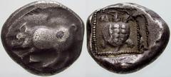 GRIECHISCHE MÜNZEN (GREEK COINS) -Lykien -Lykien 202. Unbestimmter Dynast. Stater 480/460 v. Chr., unbestimmte Münzstätte. Eber (nach l.) / Landschildkröte in Quadratum incusum. SNG v. Aulock 4071. 9.