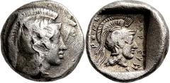 GRIECHISCHE MÜNZEN Lykien Dynast Kherei Hemidrachme 430/410 v. Chr., unbest. Mzst. Kopf der Athena mit attischem Helm nach rechts / Kopf der Athena mit attischem Helm nach r., im Feld Legende. Babelon