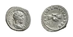 RÖMISCHE MÜNZEN (ROMAN COINS) ->Kaiserliche Prägungen ->Kaiserliche Prägungen 829. Pupienus, 238.. Antoninian. Büste / Verschränkte Hände. RIC 10b; C. 3. 5.22 g. Fein getönt Sehr schön Schätzung (esti