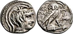 GRIECHISCHE MÜNZEN Attika Athen Tetradrachme "neuen Stils" 97/96 v. Chr. Kopf der Athena Parthenos nach rechts / Eule auf Preisamphore nach rechts stehend. HGC 1602 (96/95 v. Chr.); Thompson 974. 16.1