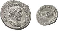 RÖMISCHE MÜNZEN (ROMAN COINS) ->Kaiserliche Prägungen ->Kaiserliche Prägungen 1142. Pupienus, 238.. Antoninian. Büste / Verschränkte Hände. RIC 10b; C. 3. 5.22 g. Feine dunkle Tönung Vorzüglich/Sehr s