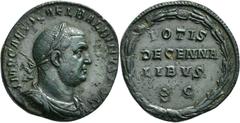 RÖMISCHE MÜNZEN Kaiserliche Prägungen Balbinus, 238. Sesterz 238, Rom. IMP CAES D CAEL BALBINVS AVG Belorbeerte, drapierte und gepanzerte Büste des Kaisers nach rechts. Rev. VOTIS / DECENNA / LIBVS / 