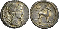 GRIECHISCHE MÜNZEN Lykien Masikytos Bronze 30 v. Chr./40 n. Chr., Prägung für die Lykische Liga. Büste der Artemis mit Köcher / Hirsch. 12h. Troxell, Lycian League (NNM 162), 192; Müseler XI,61. 20 mm