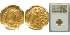 Byzantine states Byzantine states Byzantine Empire AD 491-518 Tremissis - Anastasius I Dicorus (VICTORIA AVGVSTORVM; Constantinopolis) Gold (.990) Constantinopolis Mint 1.32g NGC CH XF 5/5 2/5 MIBE13