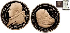 Gold Coins Vatican City City State 2011 R 20 Euro - Benedictus XVI (The Restoration of the Pauline Chapel) Gold (.917) Rome Mint (3050) 6g PF KM 431