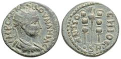 Roman Provincial Roman Provincial coins, Pisidie, Antioche de Pisidie, Volusien, AE21, 251-253, 5,3 g. 15,8 mm. A/IMP CAE RAS LCOVNA HILC Buste radié, drapé et cuirassé, à droite R/ANTIO - CHIOC// S -