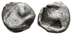 Greek IONIA. Phokaia. (Circa 525-500 BC) AR Tetartemorion (5.7mm 0.2g) Obv: Head of seal to left. Rev. Quadripartite incuse square. Cf. Bodenstedt 2.2. Cf. Klein 448 (head to right and Tetartemorion).