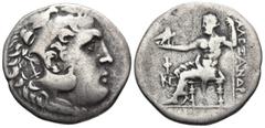 Greek LYCIA, Phaselis. (Circa 218/7-186/5 BC). In the name and types of Alexander III of Macedon AR Tetradrachm (31,2mm 16,3g) Obv: Head of Herakles right, wearing lionskin headdress; c/m: anchor with