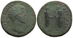 Roman Imperial Marcus Aurelius (AD 161-180). Rome AE Sestertius (31,8mm 22g) Obv: IMP CAES M AVREL ANTONINVS AVG P M. Laureate head of Marcus Aurelius to right. Rev: CONCORD AVGVSTOR TR P XVI. Marcus 