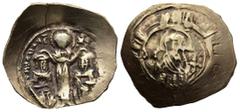 Byzantine Andronicus II Palaeologus, with Michael IX (AD 1282-1328). Constantinople mint AV Hyperpyron Nomisma (25,6mm 5,2g) Obv: Half-length facing figure of the Theotokos, orans, within city walls w