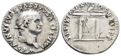 Roman Imperial Titus (79-81 AD) Rome. AR Denarius (18.1mm, 3.3g) Obv: IMP TITVS CAES VESPASIAN AVG P M. Laureate head of Titus, right. Rev: TR P IX IMP XV COS VIII P P. Thunderbolt on draped table or 
