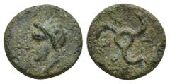 GREEK DYNASTS OF LYCIA. Perikles (Circa 380-360 BC). Ae. (12mm, 2.24 g) Obv: Horned head of Pan left . Rev: Triskeles.