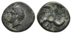 GREEK DYNASTS OF LYCIA. Perikles (Circa 380-360 BC). Ae. (13mm, 2.43 g) Obv: Horned head of Pan left . Rev: Triskeles.