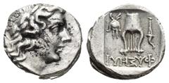GREEK Lycia. Phaselis. Lycian League circa 100-80 BC. Drachm AR (14mm, 3.15 g). Laureate head of Apollo right, with bow and quiver over shoulder / ΦAΣHΛ, lyre, Isis crown to left, torch to right.