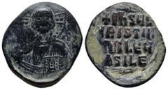 BYZANTINE Anonymous Basil II & Constantine VIII, circa 1020-1028. Æ Follis (28mm, 8.7 g). Constantinople mint. +ЄMMANHOVΛ Facing bust of Christ Pantokrator / +IҺSЧS/ XRISTЧS/ BASILЄЧ/ BASILЄ’ in four 
