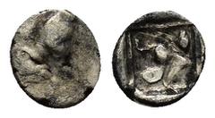 GREEK DYNASTS of LYCIA. Uncertain dynast. Circa 490/80-440/30 BC. AR Tetartemorion (6mm, 0.21 g). Forepart of boar left / Sphinx seated left in square incuse.