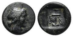 GREEK LYCIA, Lycian League. Masikytes, 48-42 BC. (1.86 Gr. 11mm). Laureate head of Apollo Rev. Uncertain figures in incuse square.