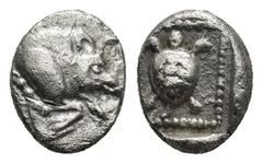 GREEK DYNASTS OF LYCIA. Protodynastic Period, circa 490-430 BC. (Silver, 9mm, 0.8 g). Forepart of a boar to right. Rev. Sea turtle with collar within an incuse square lined by pellets.