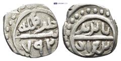ISLAMIC OTTOMAN EMPIRE. Bayazid I (791-804 AH / 1389-1402 AD). Uncertain mint. Dated AH 792 (AD 1389). AR Akçe (11mm, 1.16 g) Obv: Naskh legend, pellet above: Beyazid | bin Murad. Rev: Naskh legend: k