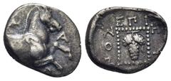 GREEK THRACE. Maroneia. Triobol Circa 386-348 BC. 2.44 Gr. 15mm. Forepart of a horse right. Rev. Grape cluster within dotted square.