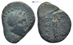 GREEK LYCIA, Balboura. 2nd-1st centuries BC. Æ (18mm, 3.98 g). Veiled head of Demeter right, wearing wreath of grain ears / Grain ear.