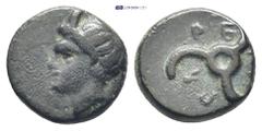 GREEK DYNASTS of LYCIA. Perikles. Circa 380-360 BC. AE (2.4 Gr. 12mm.) Uncertain mint. Horned head of Pan left Rev. Triskeles.