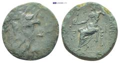 GREEK CILICIA. Anazarbos. Tarkondimotos (39-31 BC). Ae Tetrachalkon. (19mm, 4.7 g)Obv: Laureate head of Zeus right. Rev: ANAZAPBEΩN. Zeus seated left on throne, holding sceptre and crowning Nike; mono