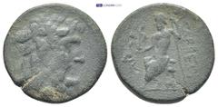 GREEK CILICIA. Anazarbos. Tarkondimotos (39-31 BC). Ae Tetrachalkon. (22mm, 8.2 g)Obv: Laureate head of Zeus right. Rev: ANAZAPBEΩN. Zeus seated left on throne, holding sceptre and crowning Nike; mono