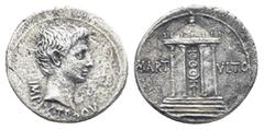 ROMAN PROVINCIAL Mysia, Pergamum, Augustus. 27 BC-AD 14. AR Cistophorus (25mm, 10.8 g). Pergamum mint. Struck circa 19-18 BC. Bare head right / Temple of Mars Ultor: circular, domed, tetrastyle temple