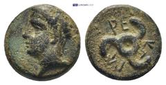 GREEK DYNASTS of LYCIA. Perikles. Circa 380-360 BC. Æ (12mm, 2.0 g). Horned head of Pan left / P -PE-K around triskeles.